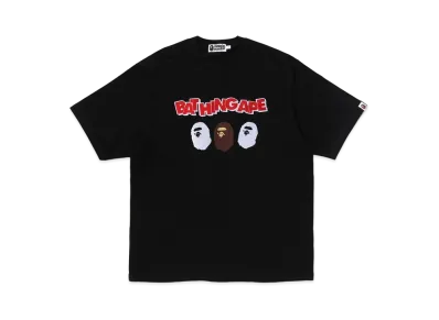 A BATHING APE Triple Ape Head Relaxed Fit Tee "Black"