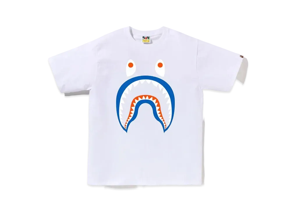 A BATHING APE Colors Shark Ponr Tee "White"