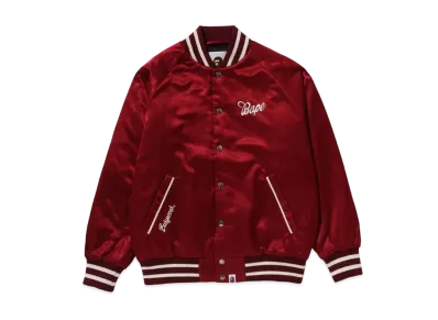 A BATHING APE Bape Satin Varsity Jacket "Red"
