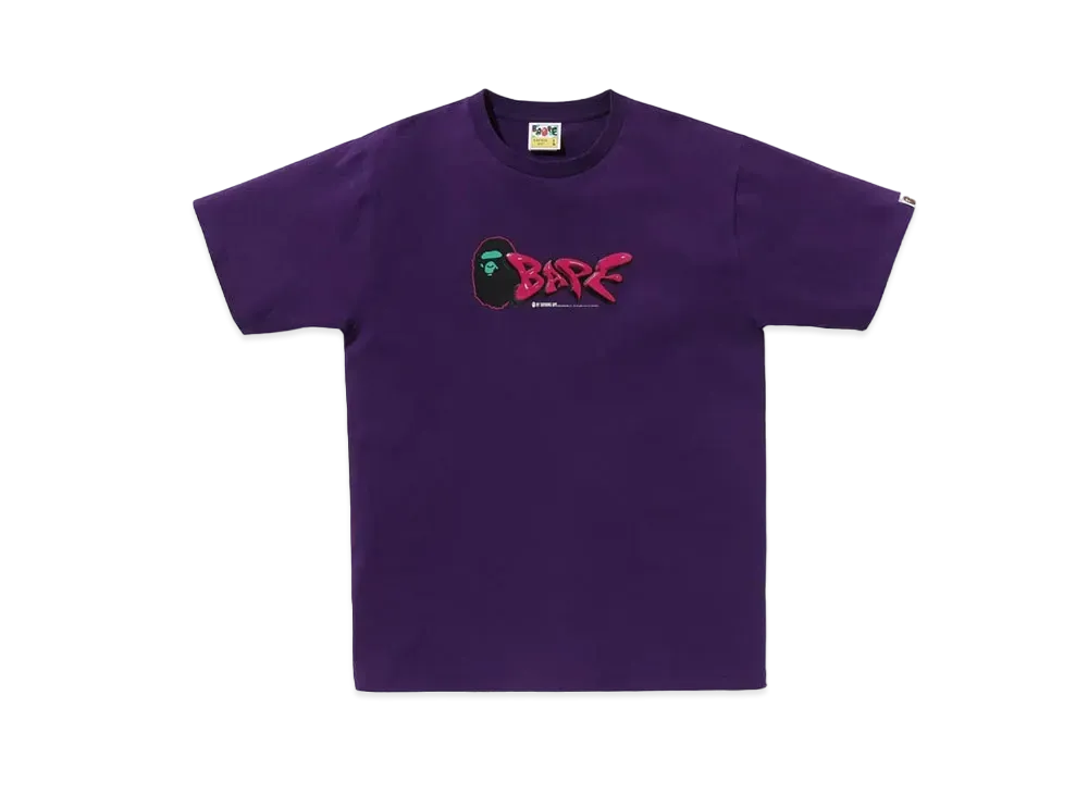A BATHING APE 3D Art Bape Logo Tee "Purple"
