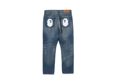 A BATHING APE Ape Head Denim Pants "Light Indigo"