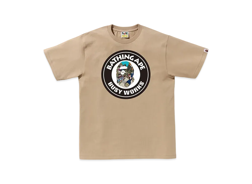 A BATHING APE Comic Art Busy Works Tee "Beige"