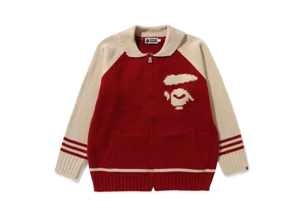 A BATHING APE Cowichan Sweater "Red"