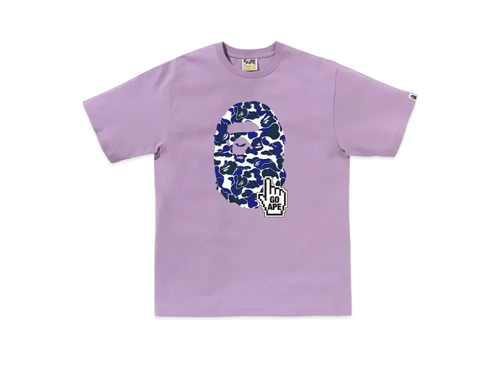 A BATHING APE Bapec Online ExclusiveBape Camo Go Ape Pointer Big Ape Head Tee "Purple"