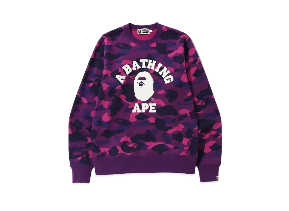 A BATHING APE Color Camo College Crewneck "Purple"
