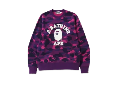A BATHING APE Color Camo College Crewneck "Purple"