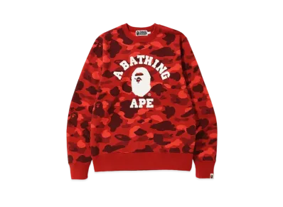 A BATHING APE Color Camo College Crewneck "Red"