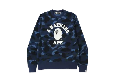 A BATHING APE Color Camo College Crewneck "Navy"