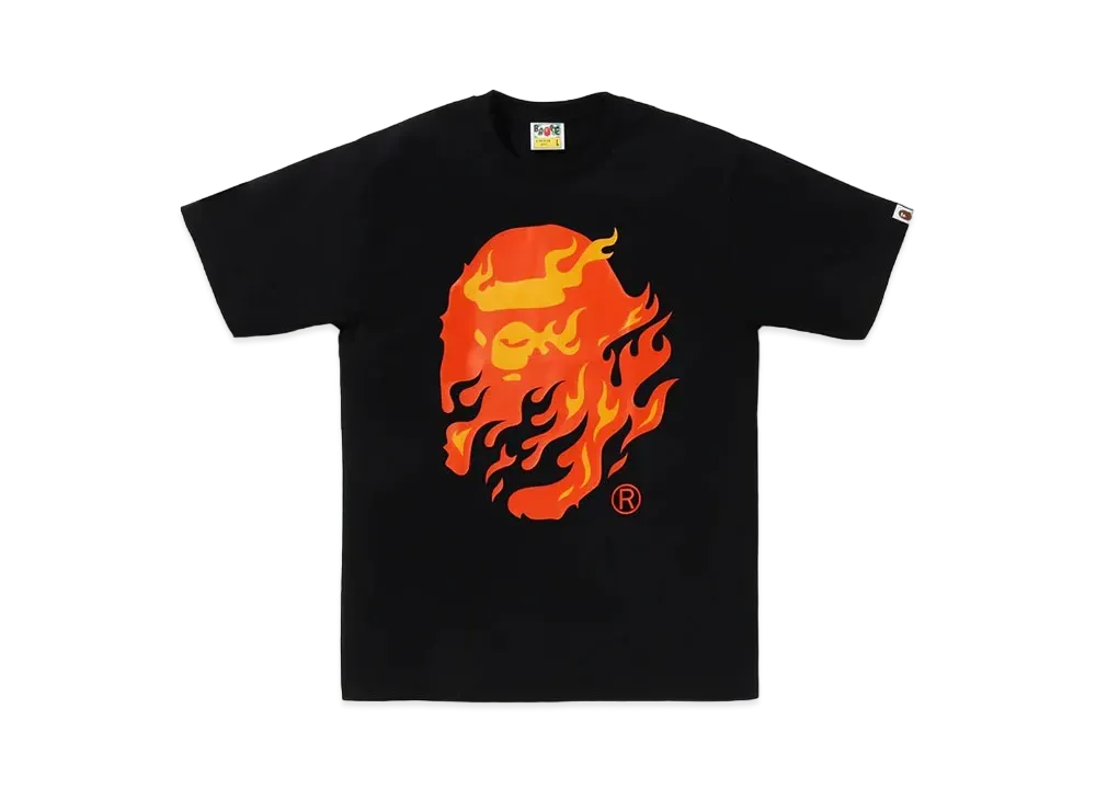 A BATHING APE Flame Ape Head Tee "Black/Red"