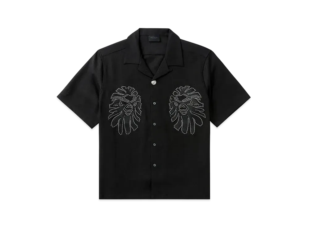 A BATHING APE Bape Black Ape Head Bowling Shirt "Black"