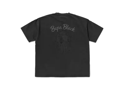 A BATHING APE Bape Black Stone Wash Ape Head Logo Tee "Black"