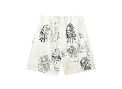 A BATHING APE Bape Black Bape Graphic Stitch Shorts "White"