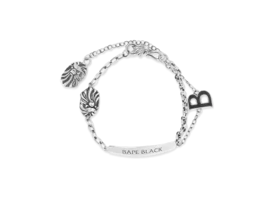 A BATHING APE Bape Black Bracelet #1 "Silver"