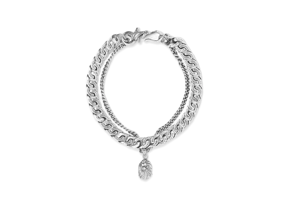 A BATHING APE Bape Black Bracelet #2 "Silver"