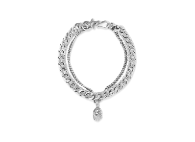 A BATHING APE Bape Black Bracelet #2 "Silver"