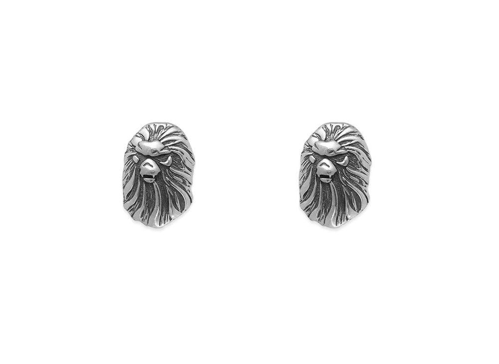 A BATHING APE Bape Black Earrings "Silver"