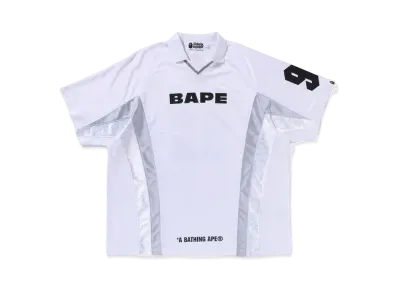 A BATHING APE Multi Logo Relaxed Fit Soccer Jersey "White"
