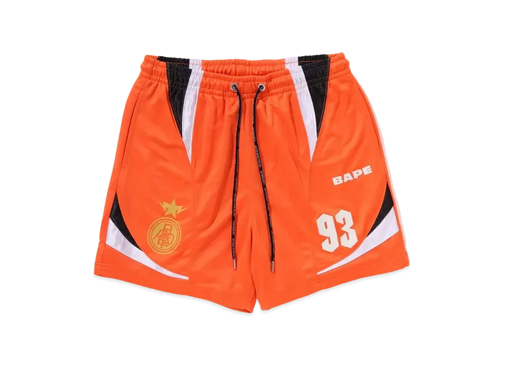 A BATHING APE Multi Logo Relaxed Fit Soccer Shorts "Orange"