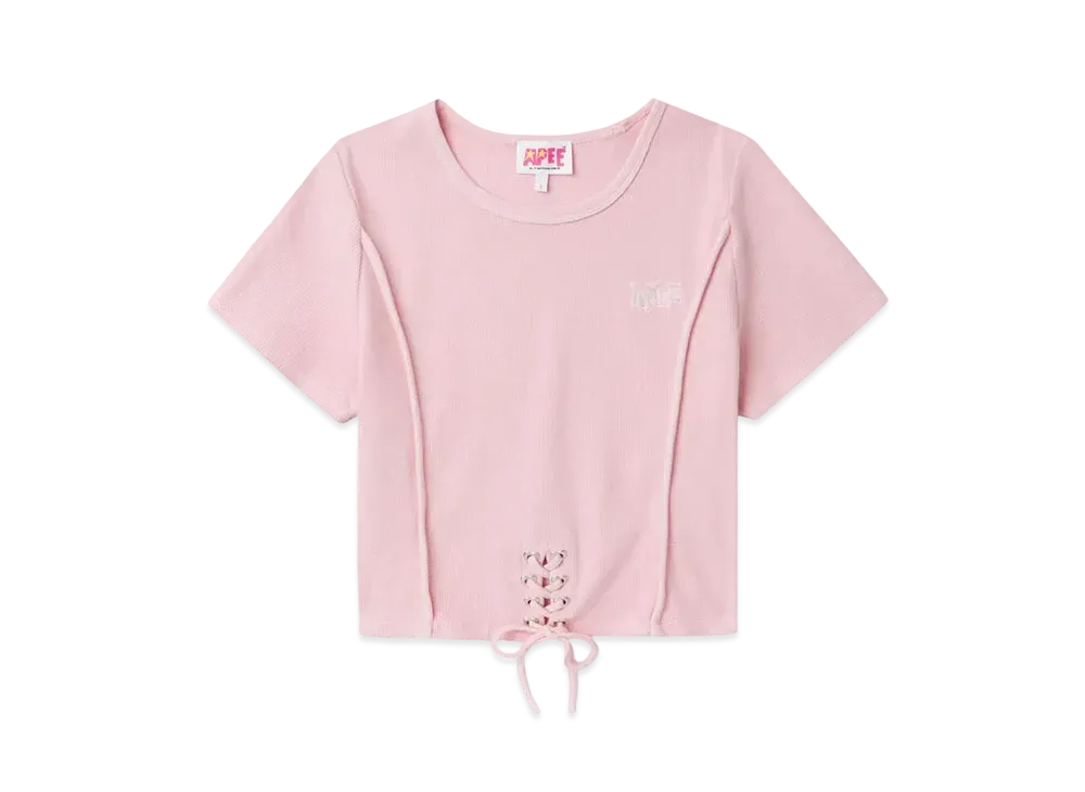 A BATHING APE Washed Lace Up Top "Pink"
