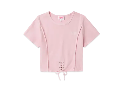 A BATHING APE Washed Lace Up Top "Pink"