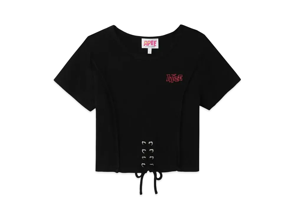 A BATHING APE Washed Lace Up Top "Black"