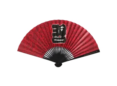A BATHING APE Bape 30th Anniv. Japanese Folding Fan "Red"