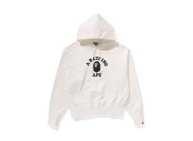 A BATHING APE College Pullover Hoodie "White"