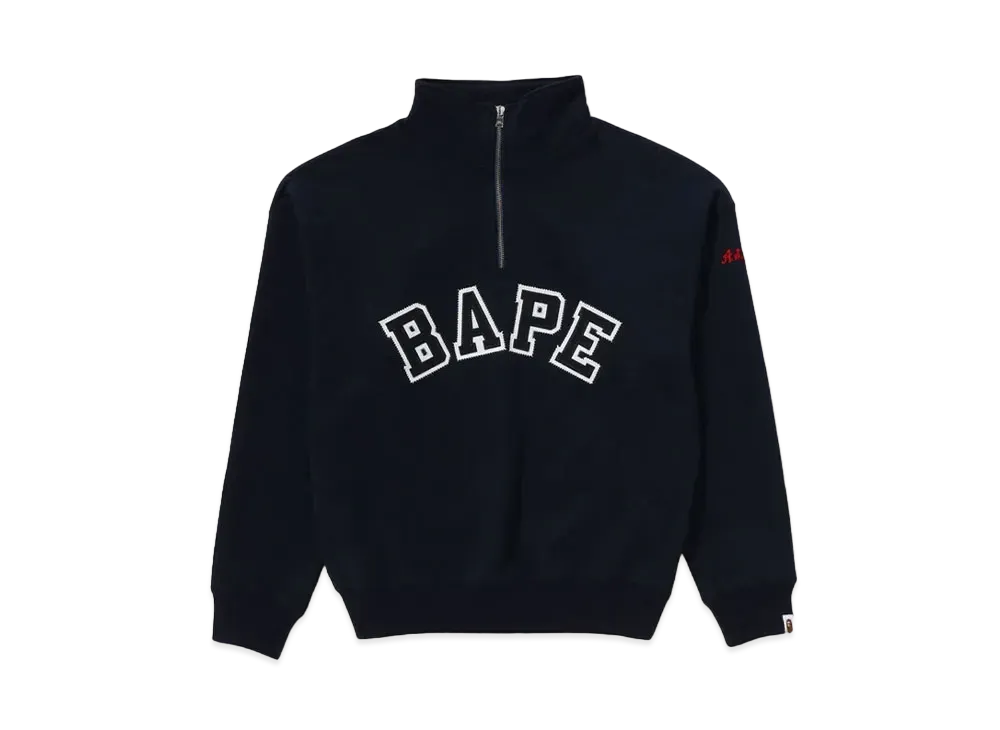 A BATHING APE Bape Applique Half Zip Sweater "Navy"