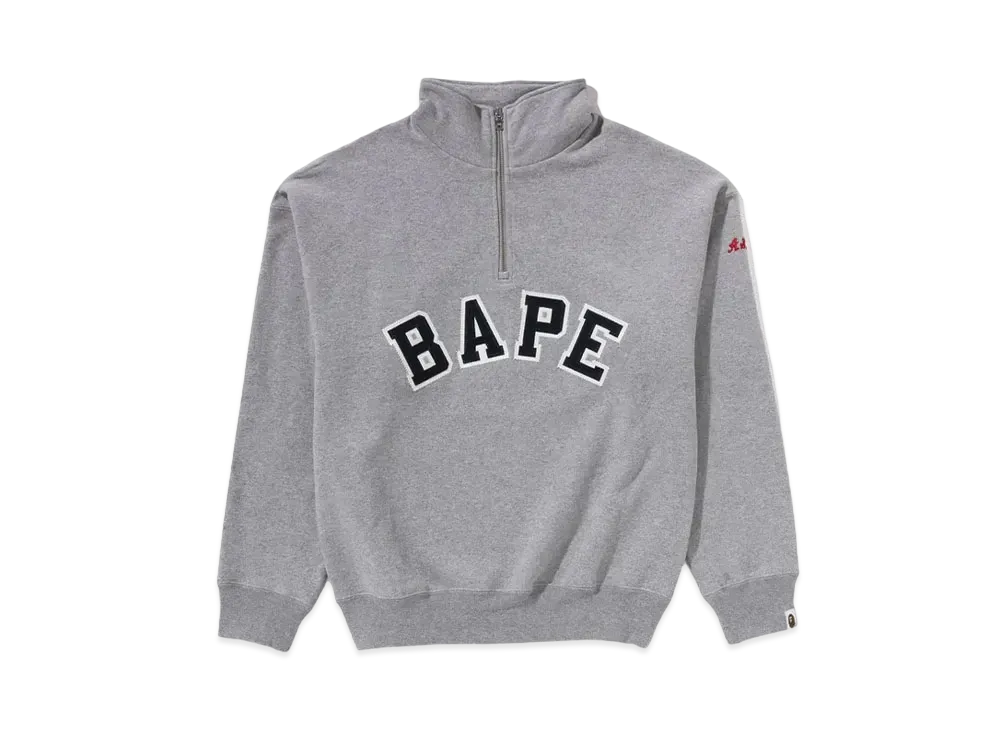 A BATHING APE Bape Applique Half Zip Sweater "Gray"