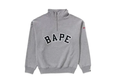 A BATHING APE Bape Applique Half Zip Sweater "Gray"