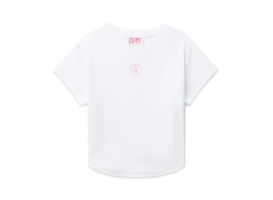 A BATHING APE Round Hem Graphic Slim Cut Tee "White"