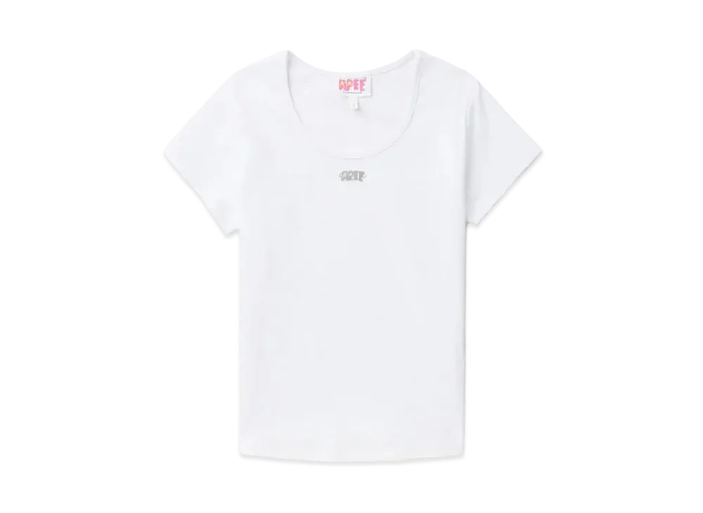 A BATHING APE Metal Trim Overlock Stitching Tee "White"