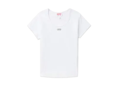 A BATHING APE Metal Trim Overlock Stitching Tee "White"