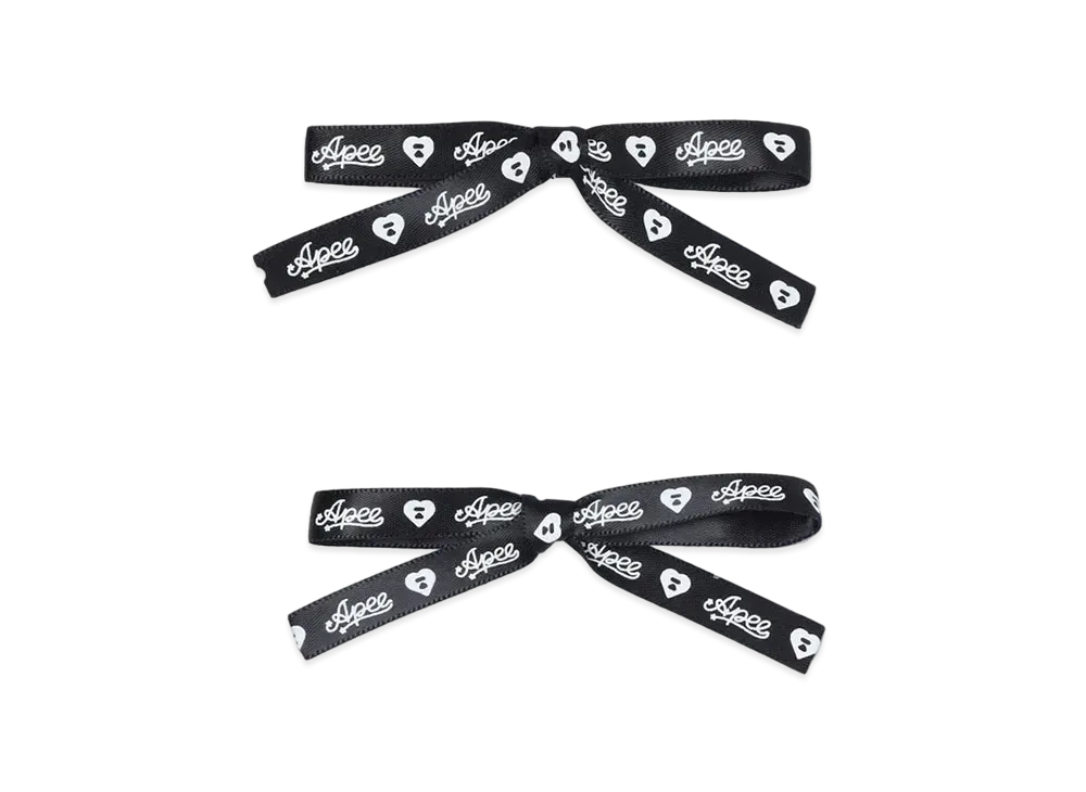 A BATHING APE Logo Ribbon Hair Clips Set "Black"