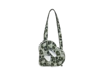 A BATHING APE Logo Heart Shape Bag "Green"