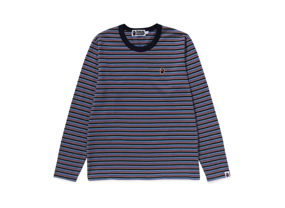 A BATHING APE Ape Head One Point Hoop L/S Tee "Navy"