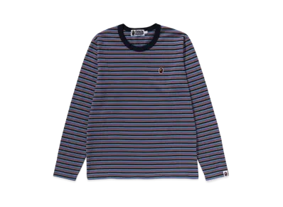 A BATHING APE Ape Head One Point Hoop L/S Tee "Navy"