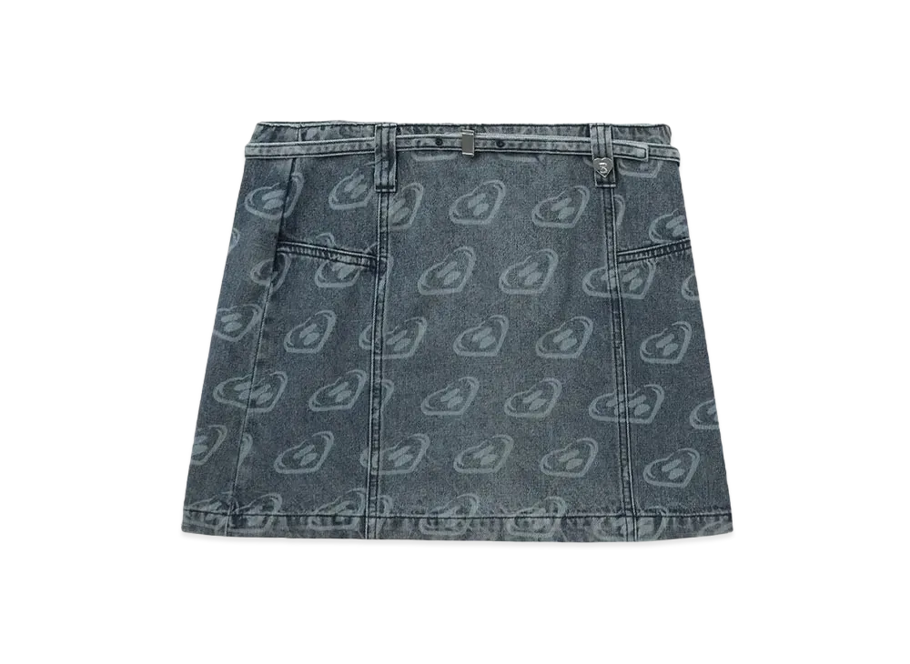 A BATHING APE Belted Pattern Denim Mini Skirt "Lightindi"