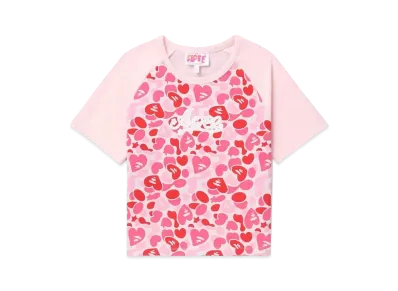 A BATHING APE Graphic Crop Raglan Tee "Pink"