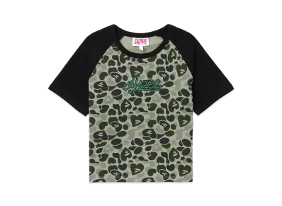 A BATHING APE Graphic Crop Raglan Tee "Green"