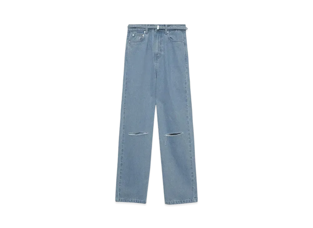 A BATHING APE Belted Jeans With Ripped Knee "Lightindi"