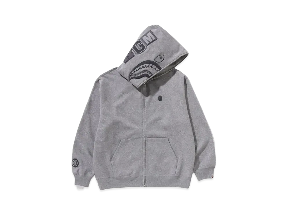 A BATHING APE Ape Head One Point Shark Zip Hoodie "Gray"