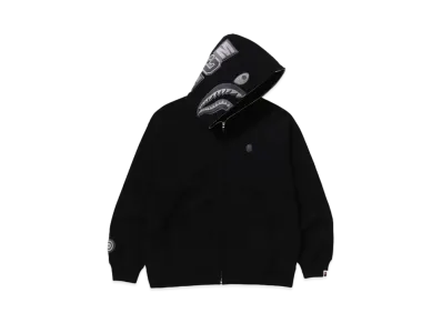 A BATHING APE Ape Head One Point Shark Zip Hoodie "Black"