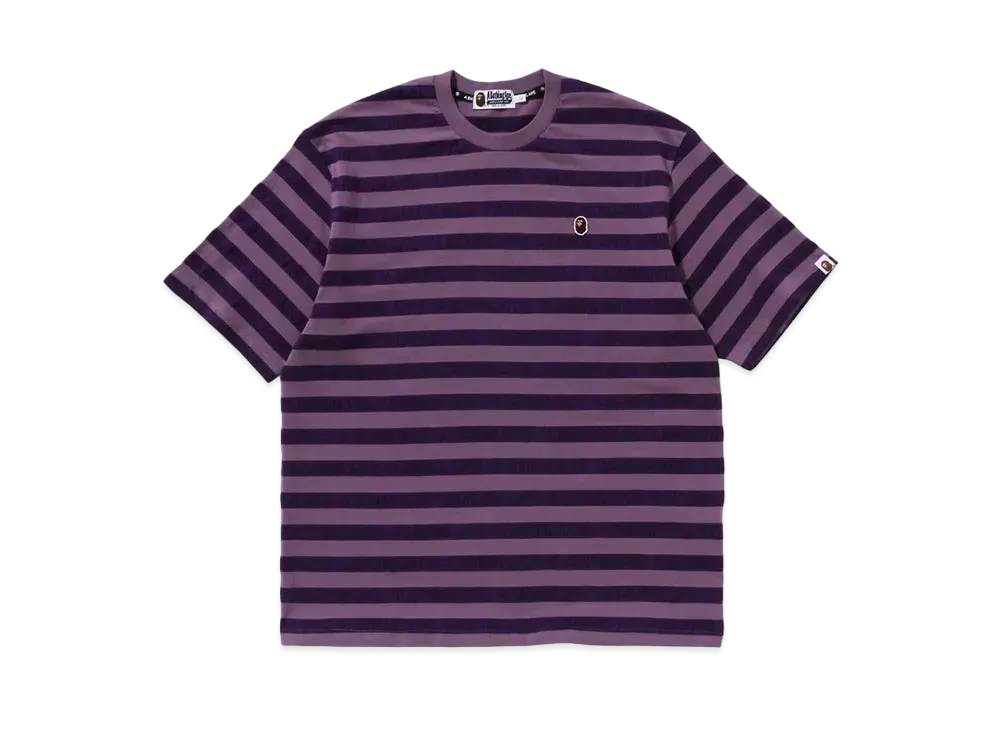 A BATHING APE Ape Head One Point Sport Stripe Relaxed Fit Tee "Purple"