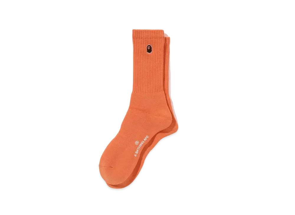 A BATHING APE Ape Head One Point Socks "Orange"