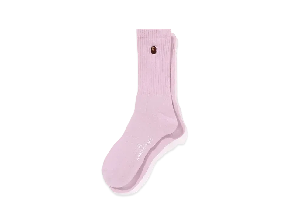 A BATHING APE Ape Head One Point Socks "Pink"