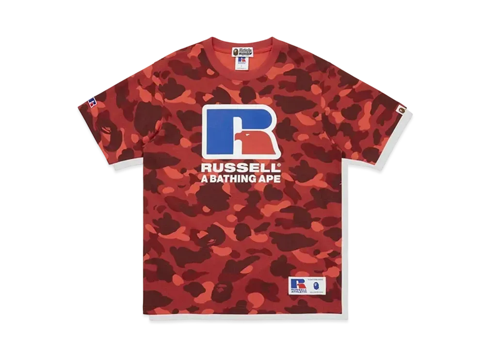 A BATHING APE x RUSSELL Color Camo Tee "Red"