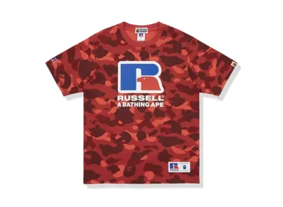 A BATHING APE x RUSSELL Color Camo Tee "Red"