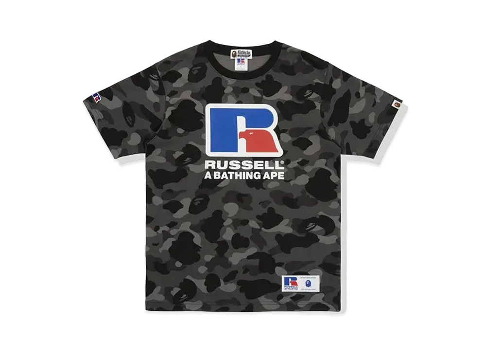 A BATHING APE x RUSSELL Color Camo Tee "Black"