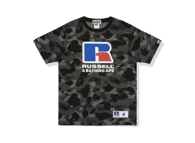 A BATHING APE x RUSSELL Color Camo Tee "Black"